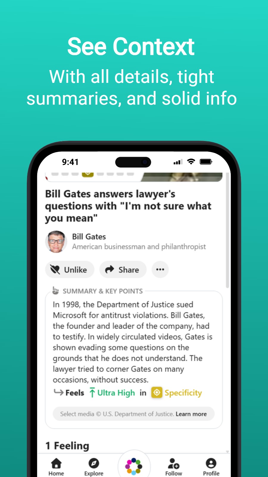 See Context - With all details, tight summaries, and solid info