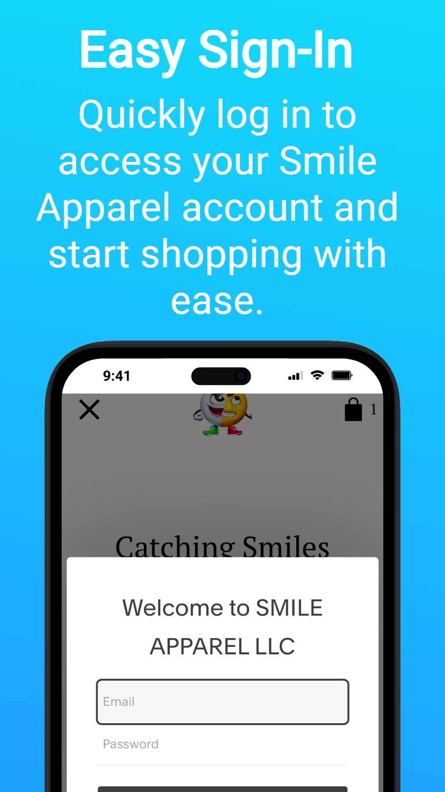 Easy Sign-In - Quickly log in to access your Smile Apparel account and start shopping with ease.