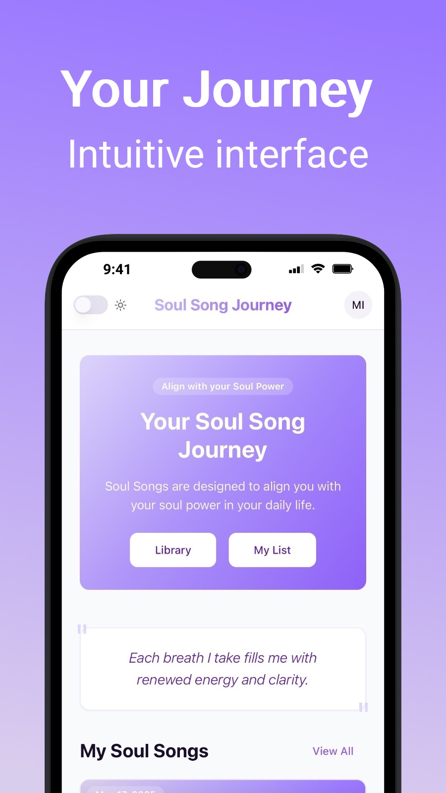 Your Journey - Intuitive interface