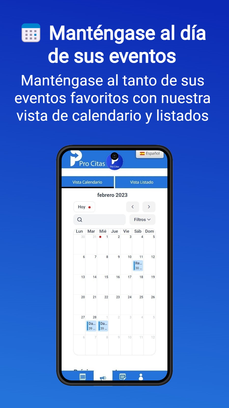 📅 Manténgase al día de sus eventos - Manténgase al tanto de sus eventos favoritos con nuestra vista de calendario y listados