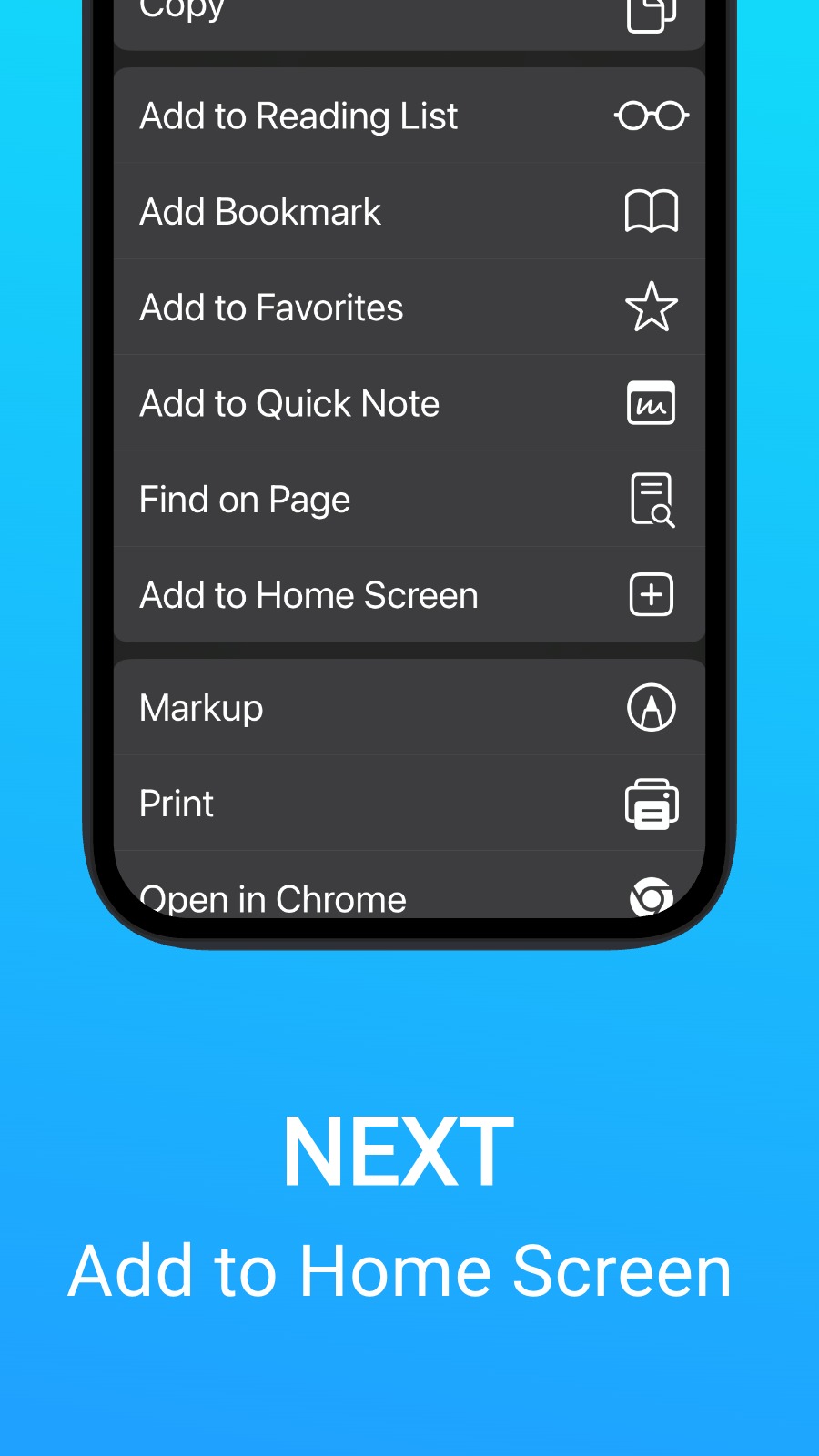 NEXT - Add to Home Screen