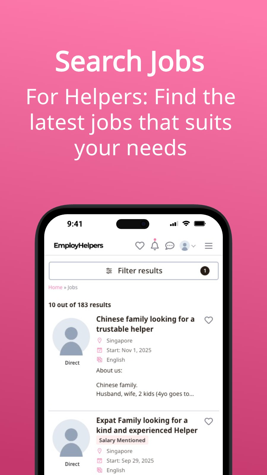 Search Jobs - For Helpers: Find the latest jobs that suits your needs