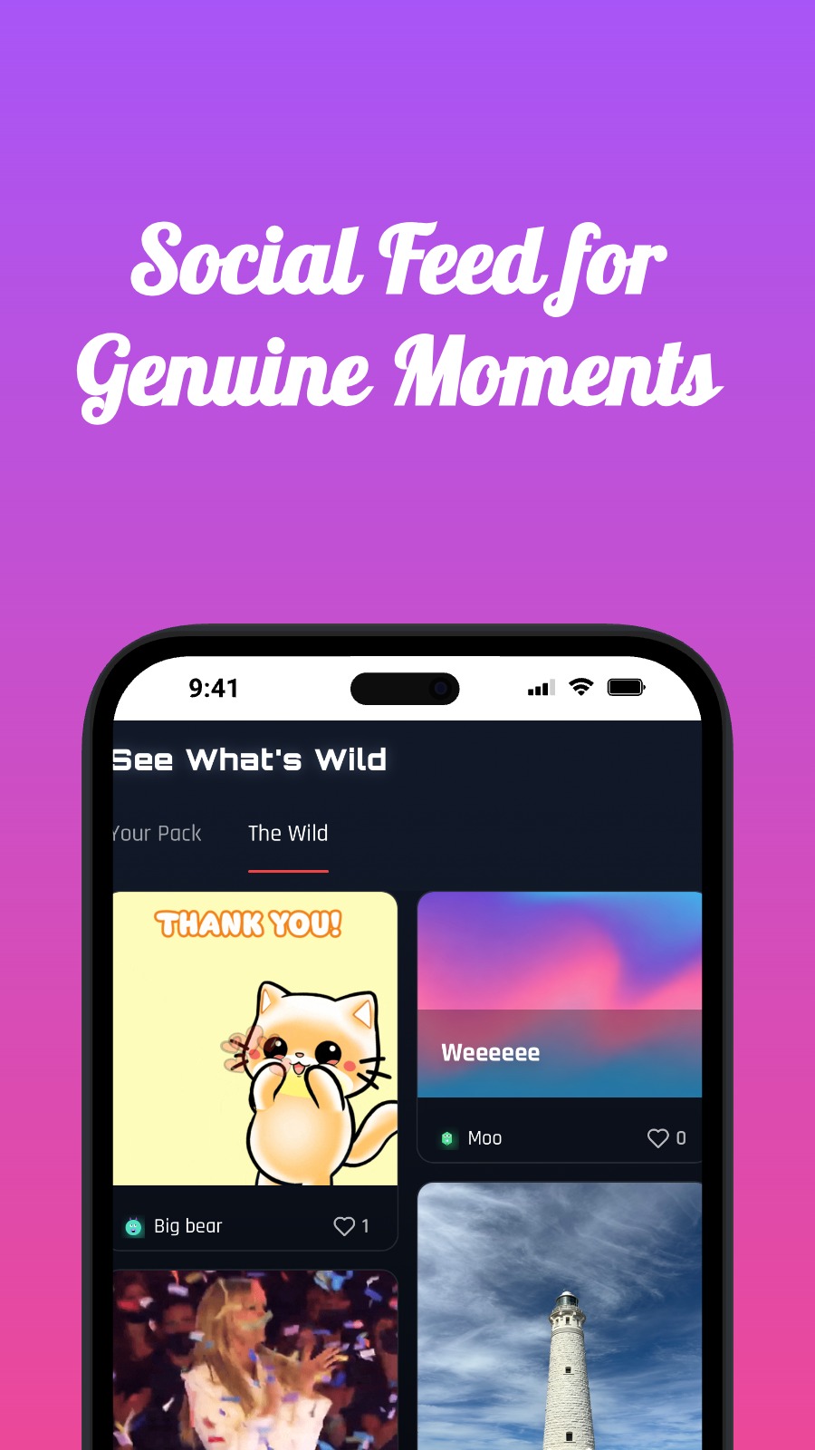 Social Feed for Genuine Moments