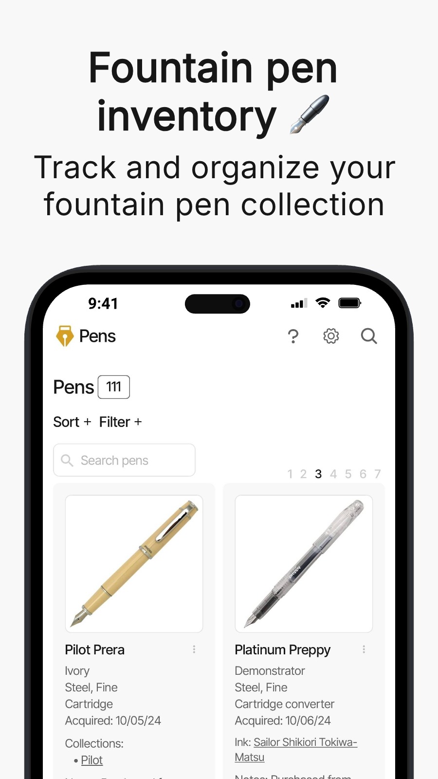 Fountain pen inventory 🖋️ - Track and organize your fountain pen collection