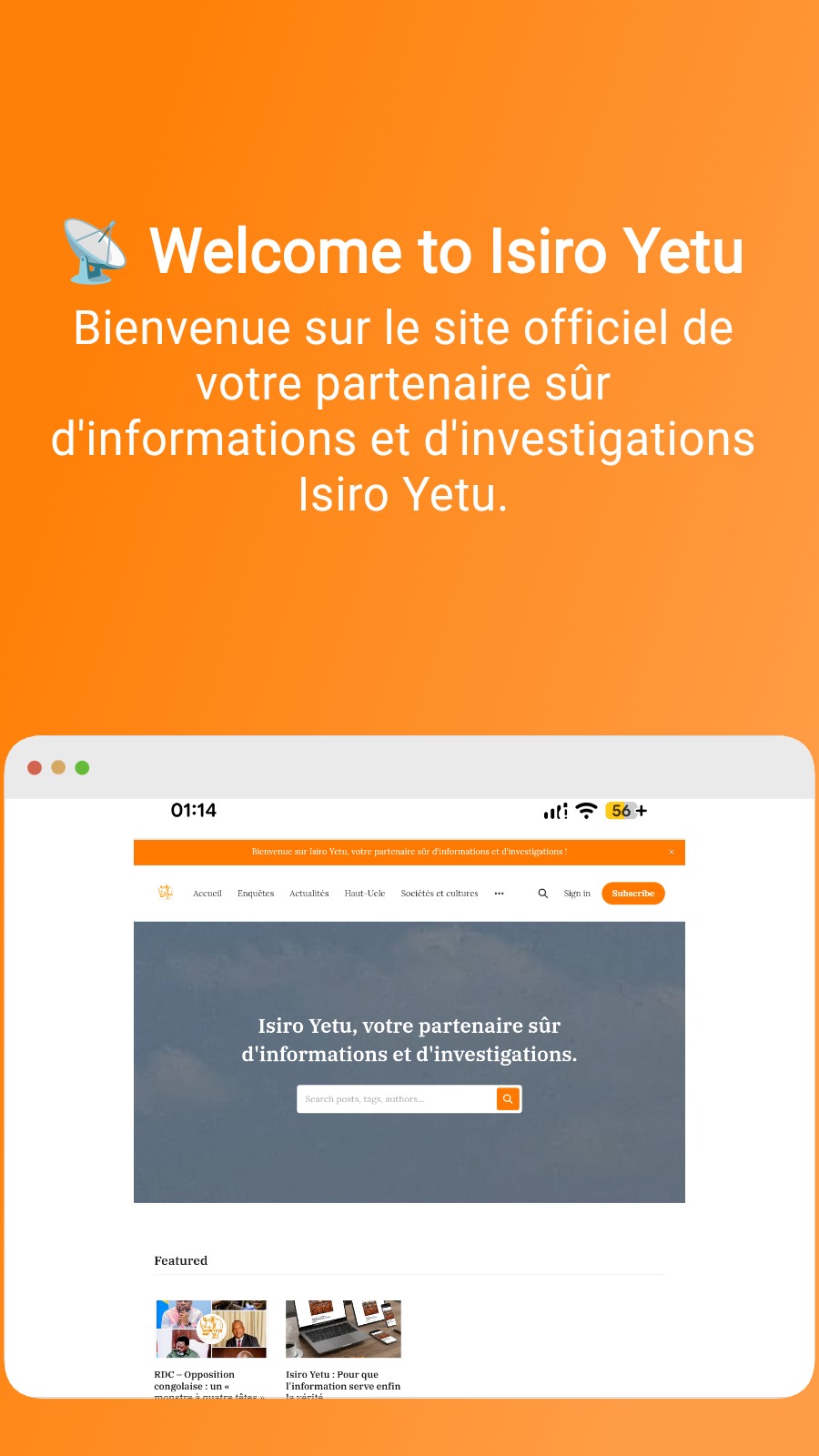 📡 Welcome to Isiro Yetu - Bienvenue sur le site officiel de votre partenaire sûr d&lsquo;informations et d&lsquo;investigations Isiro Yetu.