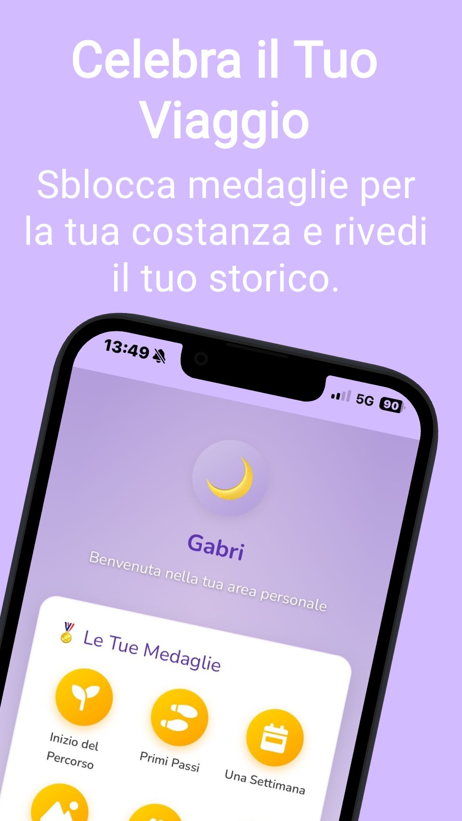Celebra il Tuo Viaggio - Sblocca medaglie per la tua costanza e rivedi il tuo storico.