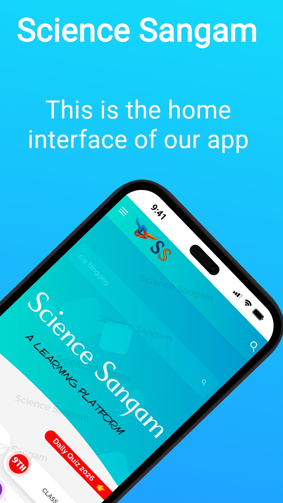 Science Sangam - This is the home interface of our app