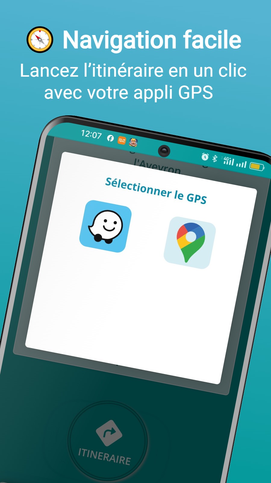 🧭 Navigation facile - Lancez l’itinéraire en un clic avec votre appli GPS