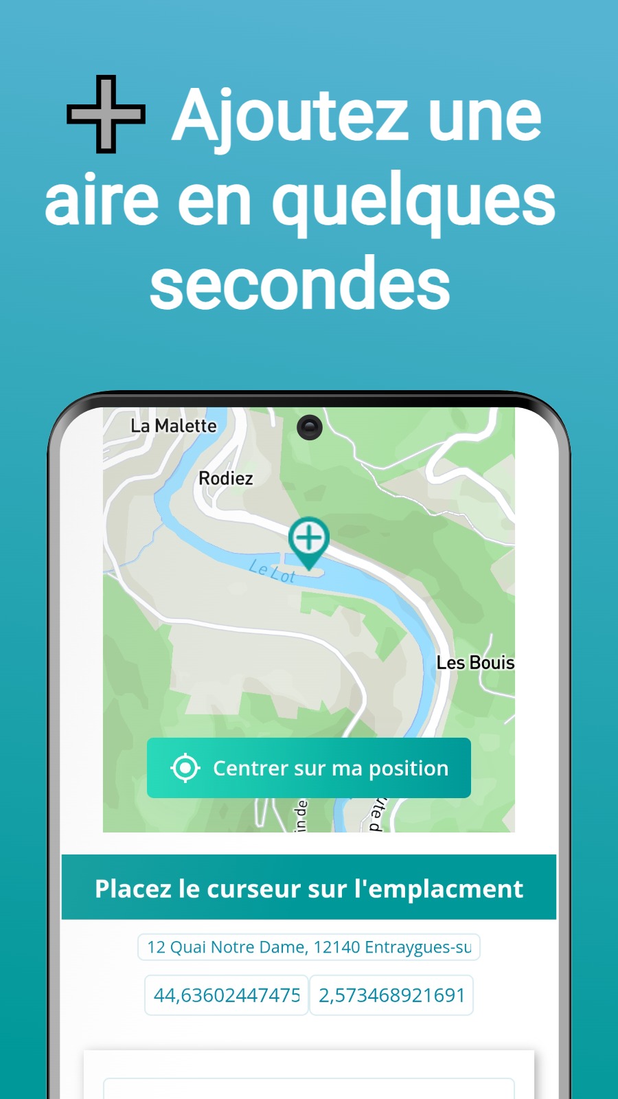 ➕ Ajoutez une aire en quelques secondes