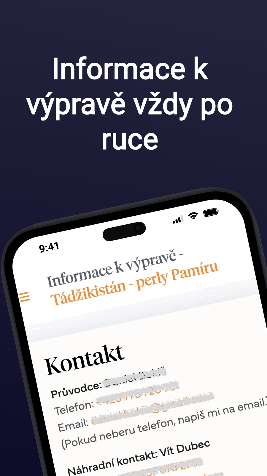 Informace k výpravě vždy po ruce