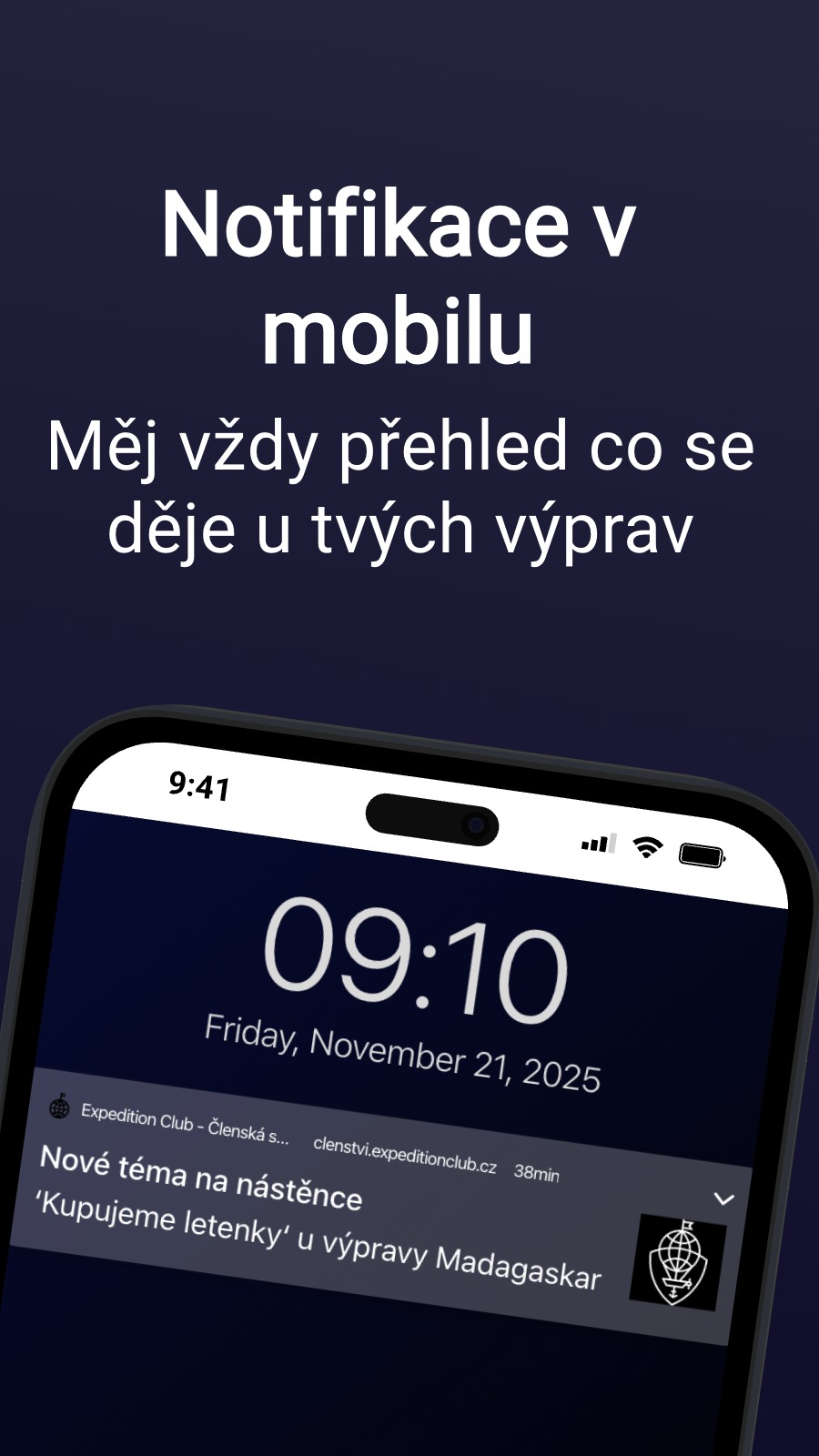 Notifikace v mobilu - Měj vždy přehled co se děje u tvých výprav