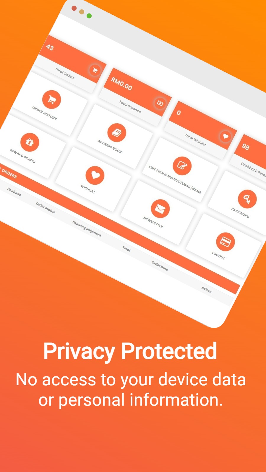 Privacy Protected - No access to your device data or personal information.