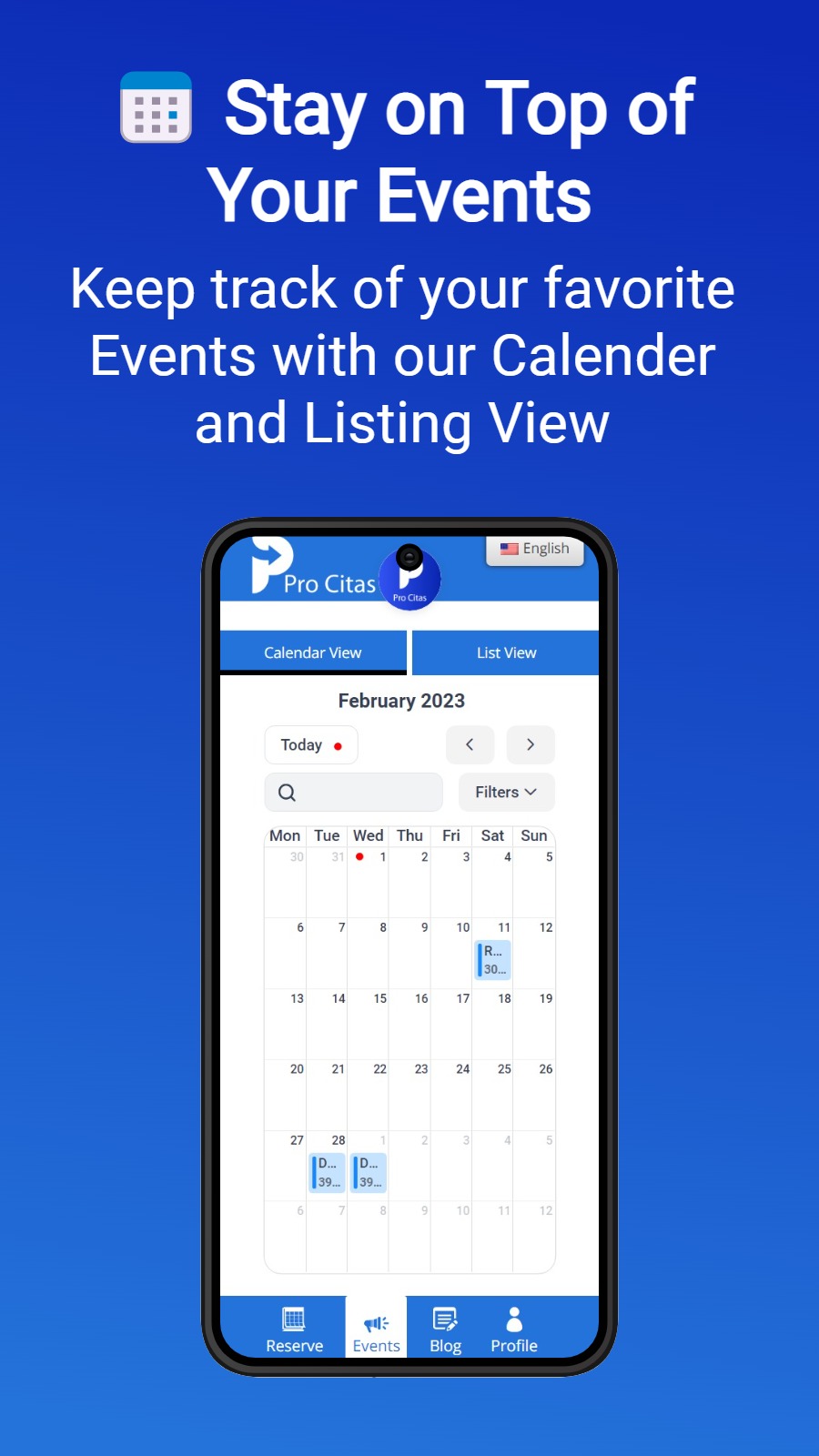 📅 Stay on Top of Your Events - Keep track of your favorite Events with our Calender and Listing View