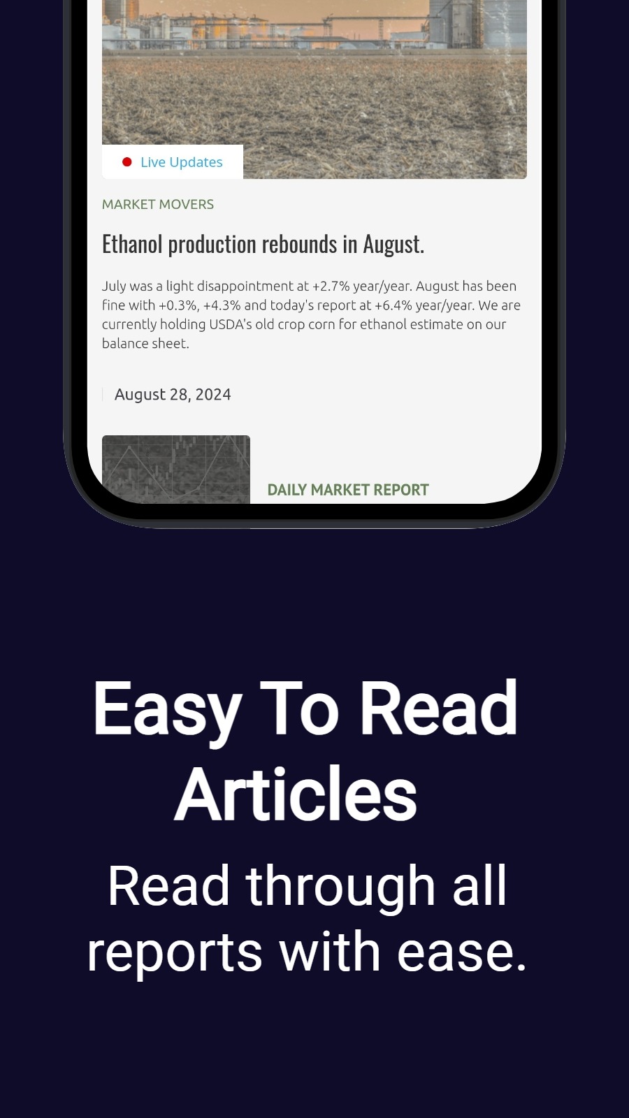 Easy To Read Articles  - Read through all reports with ease.