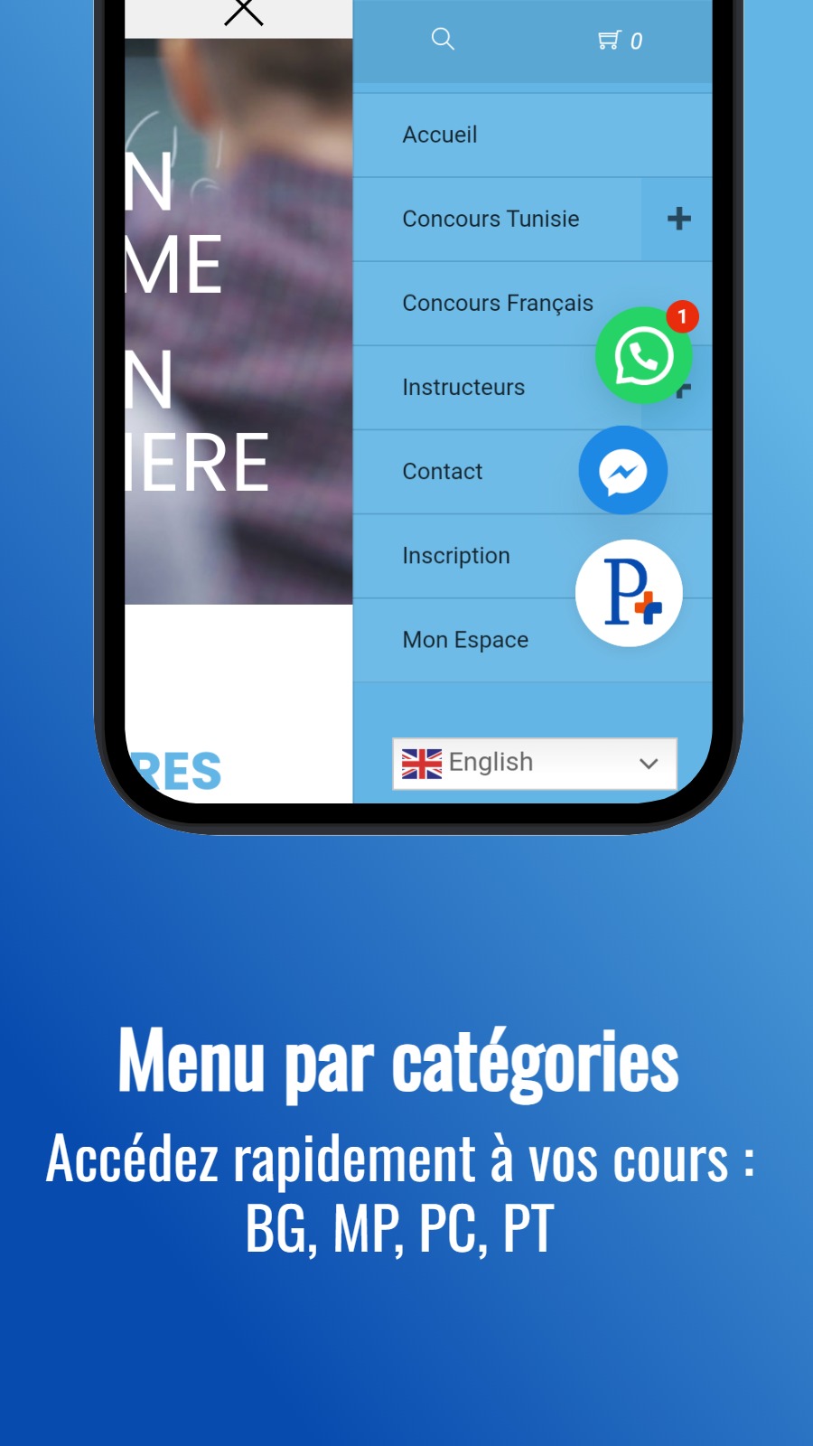 Menu par catégories - Accédez rapidement à vos cours : BG, MP, PC, PT