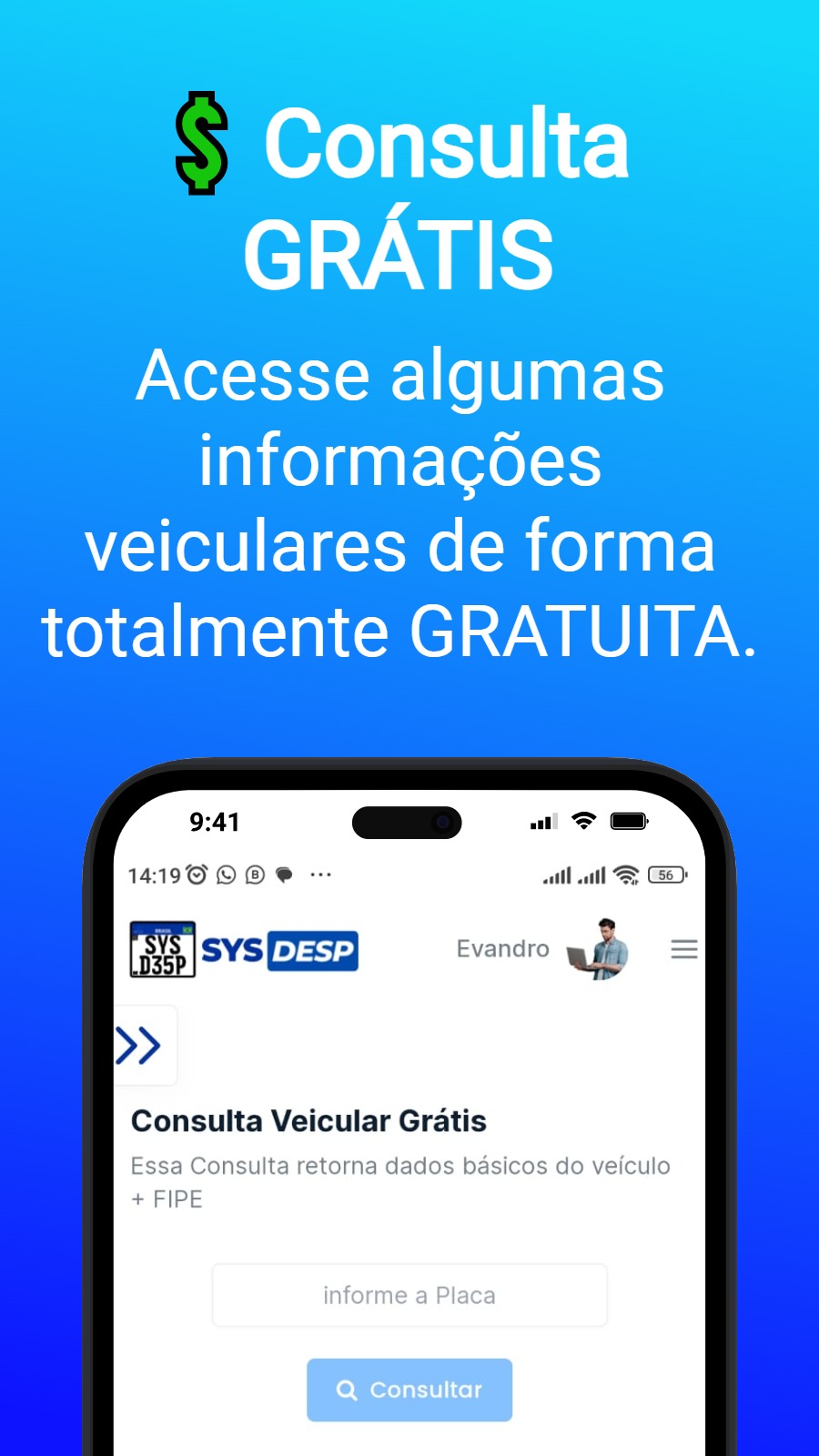 💲 Consulta GRÁTIS - Acesse algumas informações veiculares de forma totalmente GRATUITA.