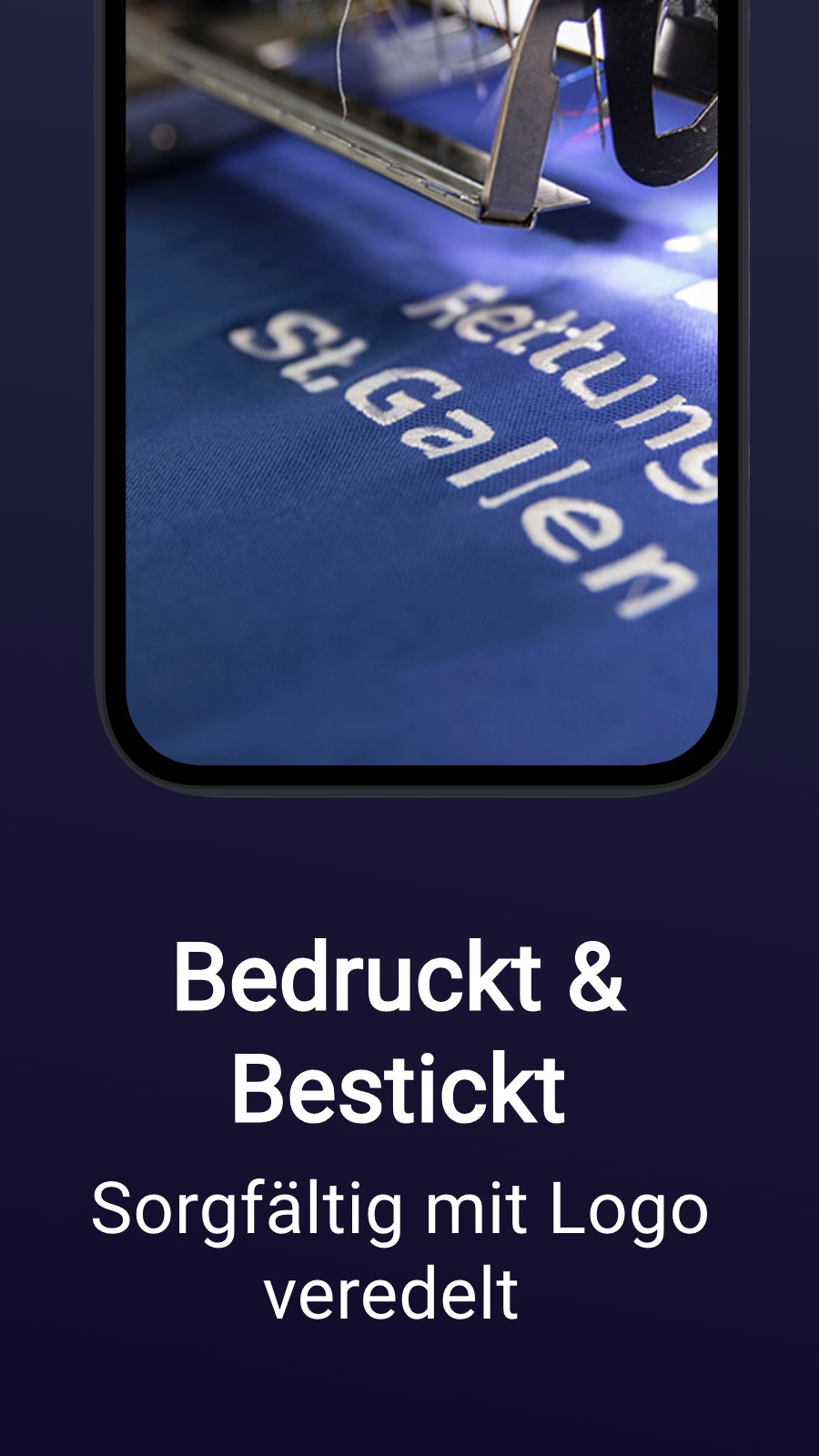 Bedruckt & Bestickt - Sorgfältig mit Logo veredelt 