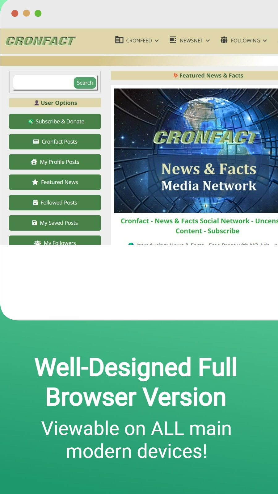 Well-Designed Full Browser Version - Viewable on ALL main modern devices!