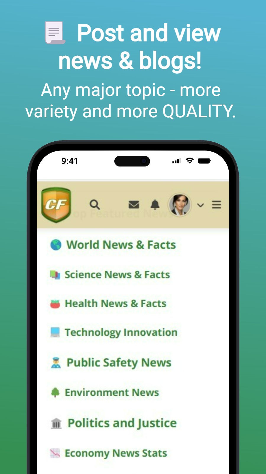 📃️ Post and view news & blogs! - Any major topic - more variety and more QUALITY.