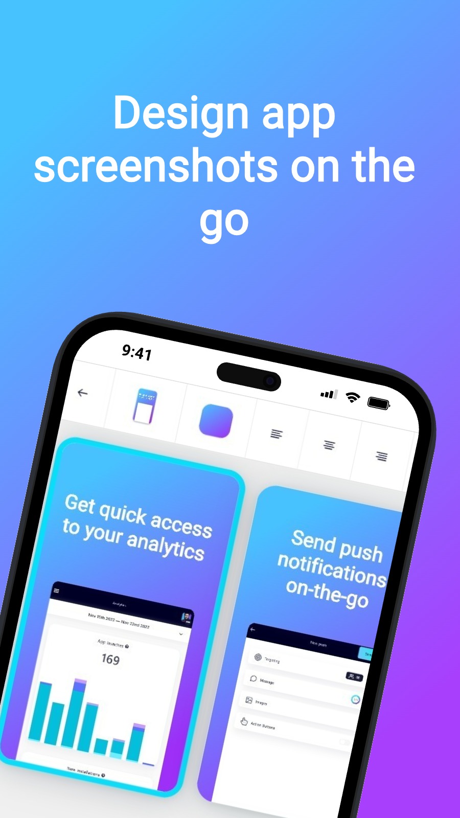 Design app screenshots on the go