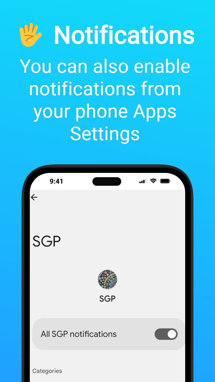 🖐️ Notifications - You can also enable notifications from your phone Apps Settings