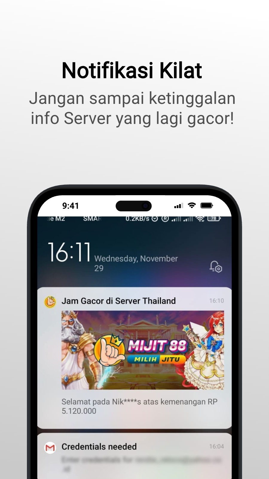 Notifikasi Kilat - Jangan sampai ketinggalan info Server yang lagi gacor!