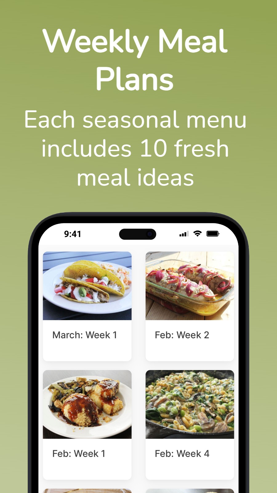 Weekly Meal Plans - Each seasonal menu includes 10 fresh meal ideas
