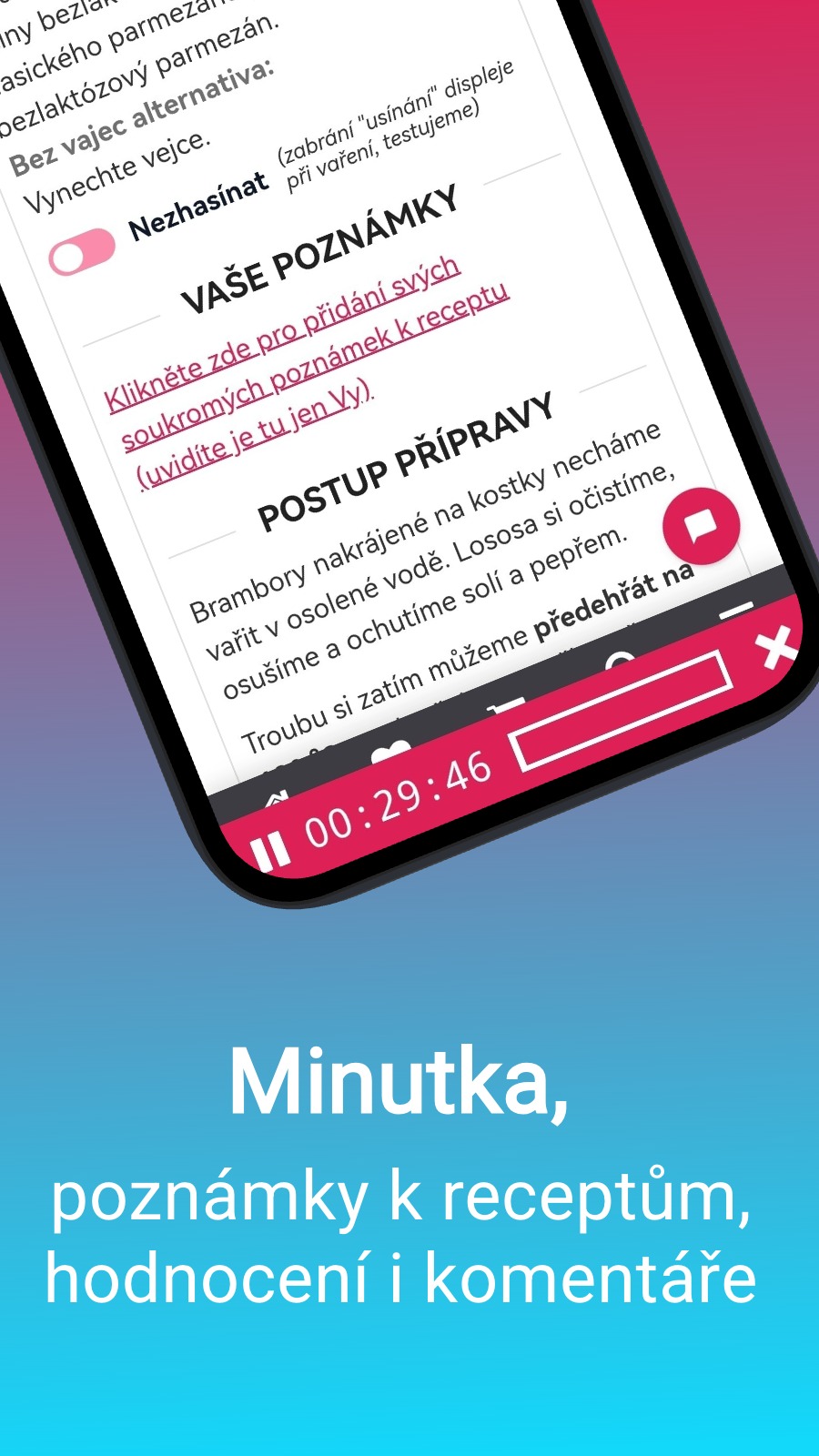 Minutka, - poznámky k receptům, hodnocení i komentáře