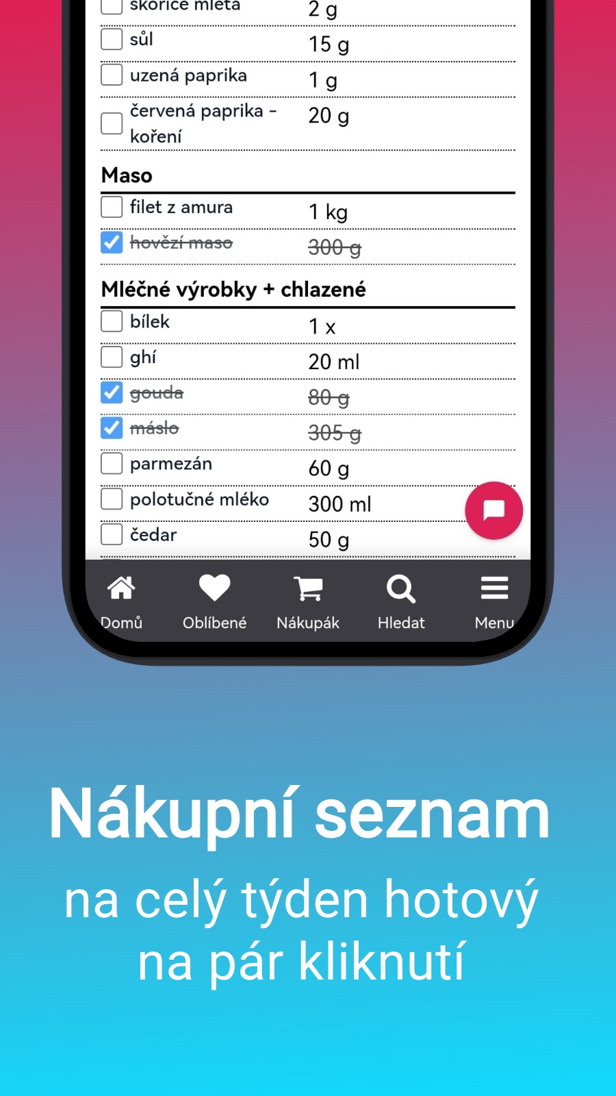 Nákupní seznam - na celý týden hotový na pár kliknutí
